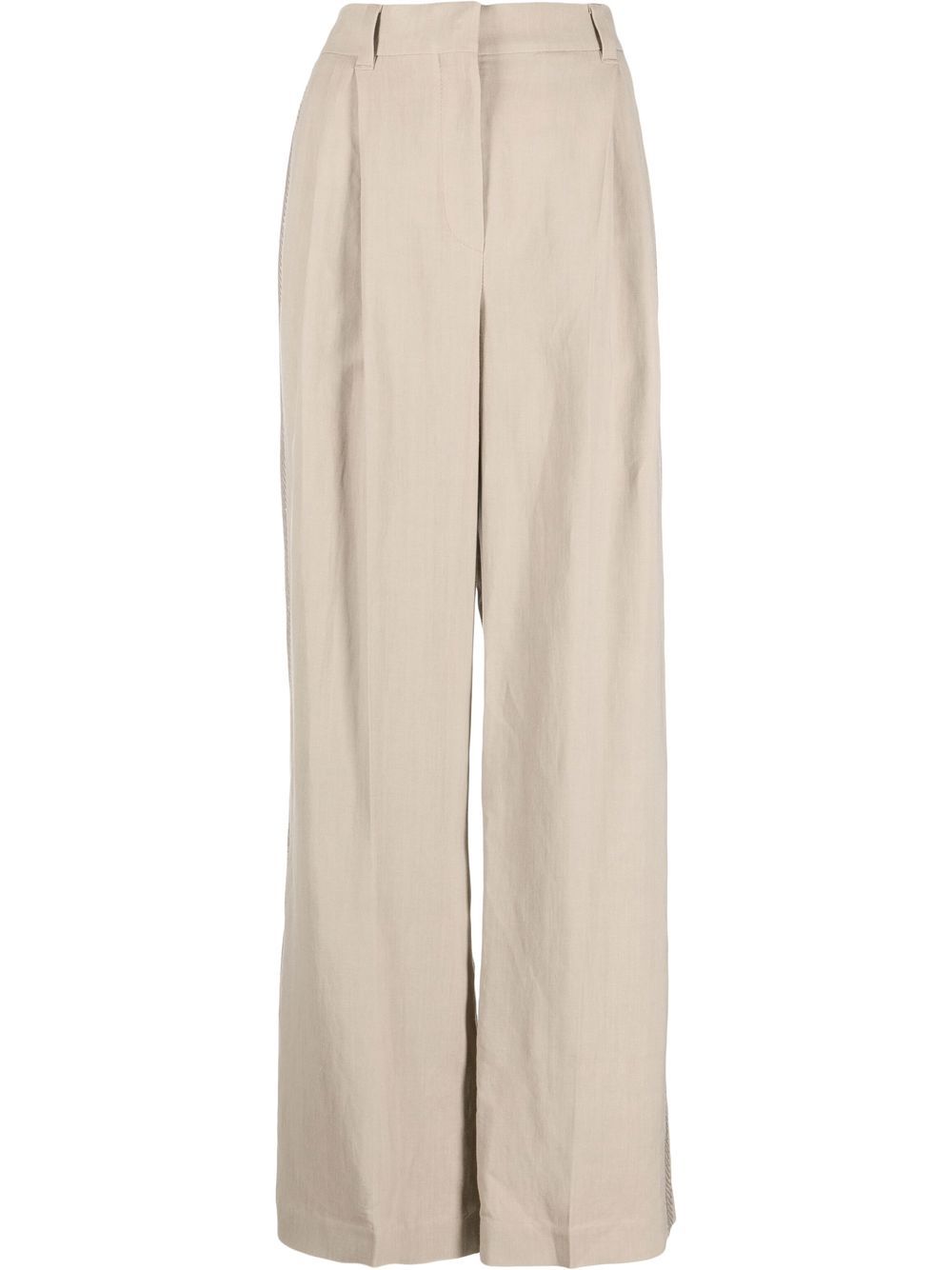 High-rise wide-leg trousers - Neutrals