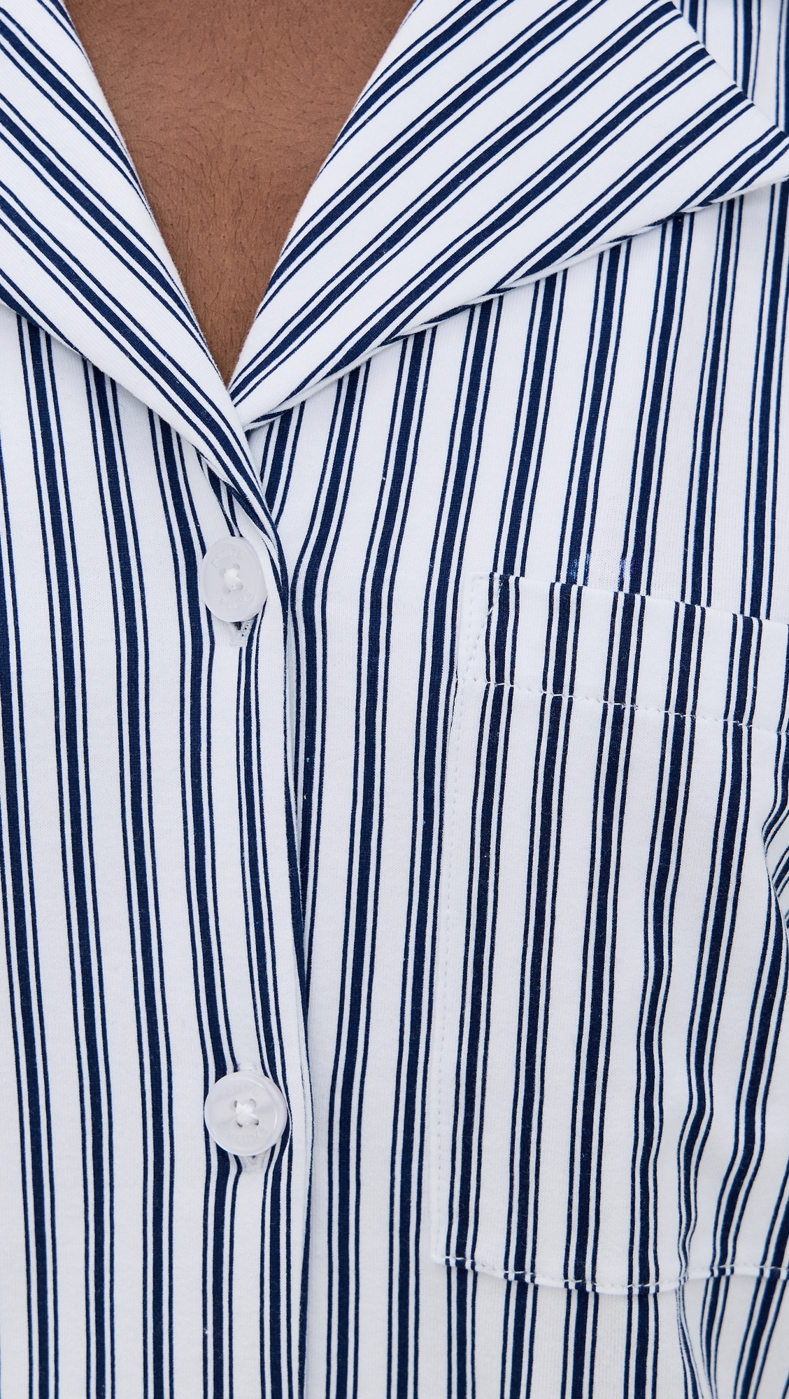 Luxe Pima French Ticking Wide Leg Pajama Set Navy