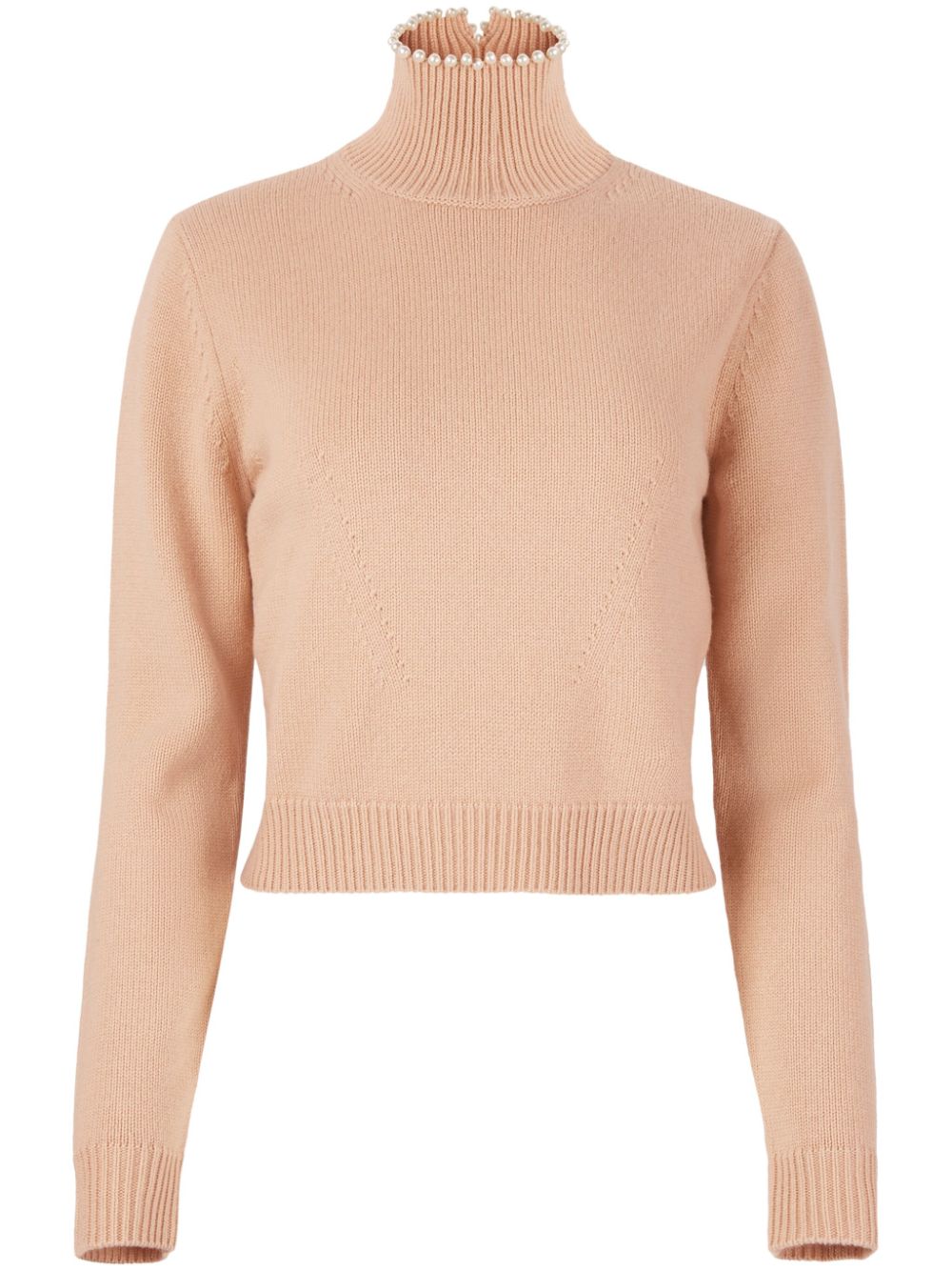 Bead-embellished wool-blend jumper - Neutrals