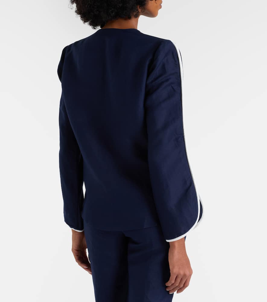 Bicolor linen-blend top