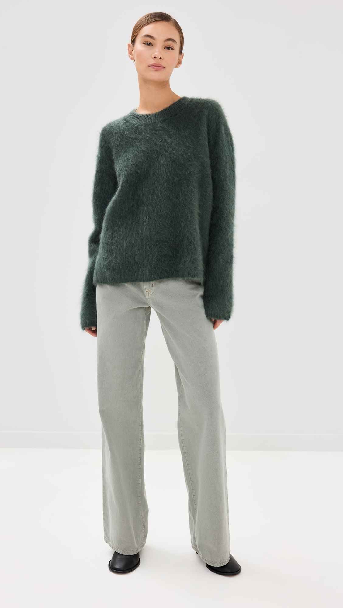 Natalia Cashmere Sweater Olive Brushed