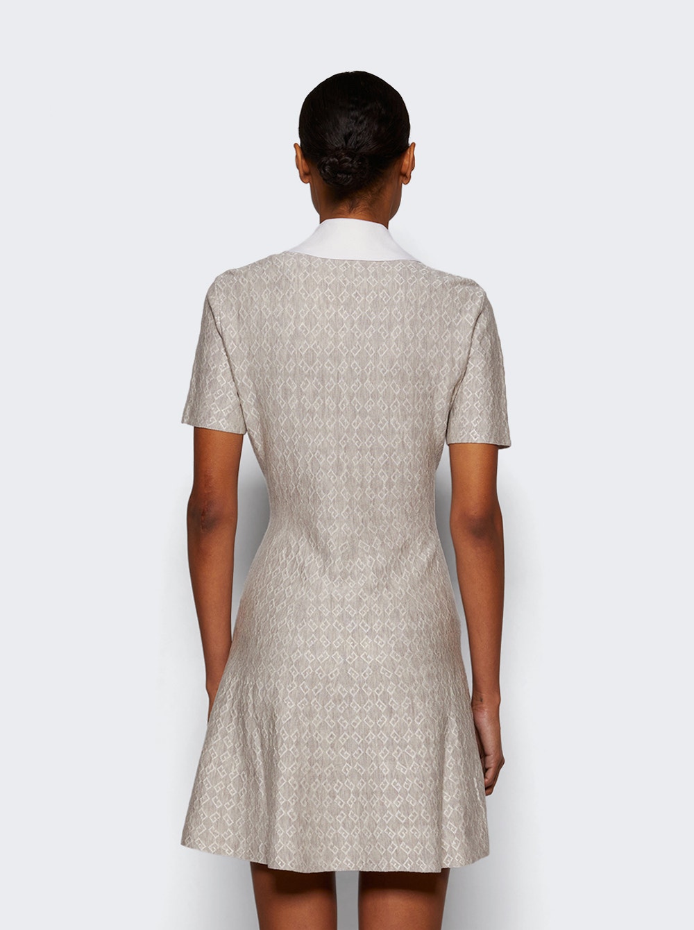 Polo Collar Short Dress Beige