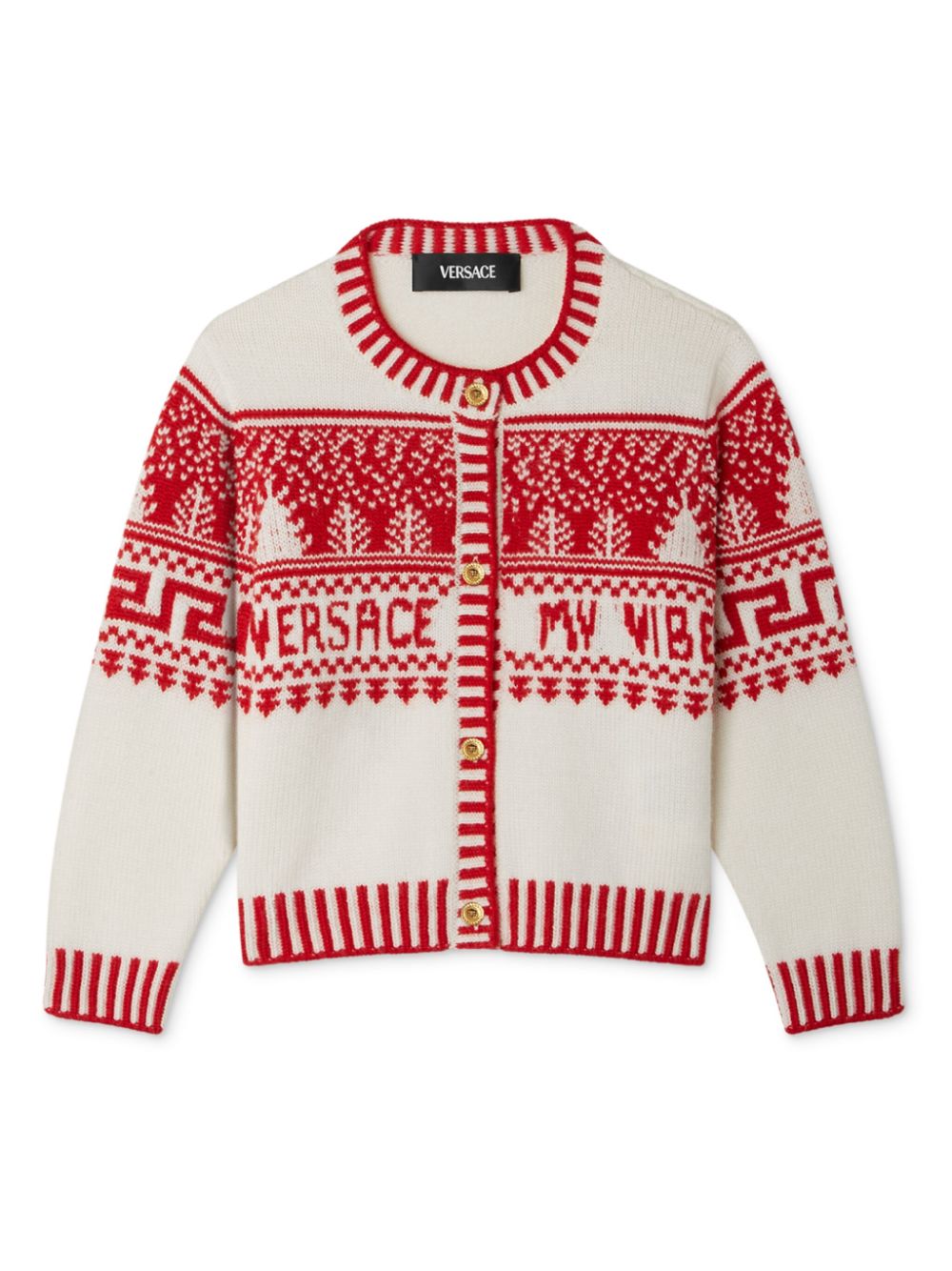 Fair Isle-jacquard cardigan - White