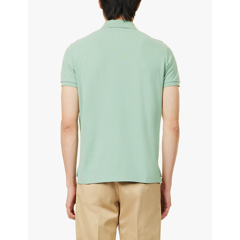 Mens Faded Mint Logo-embroidered Slim-fit Cotton-piqué Polo Shirt 