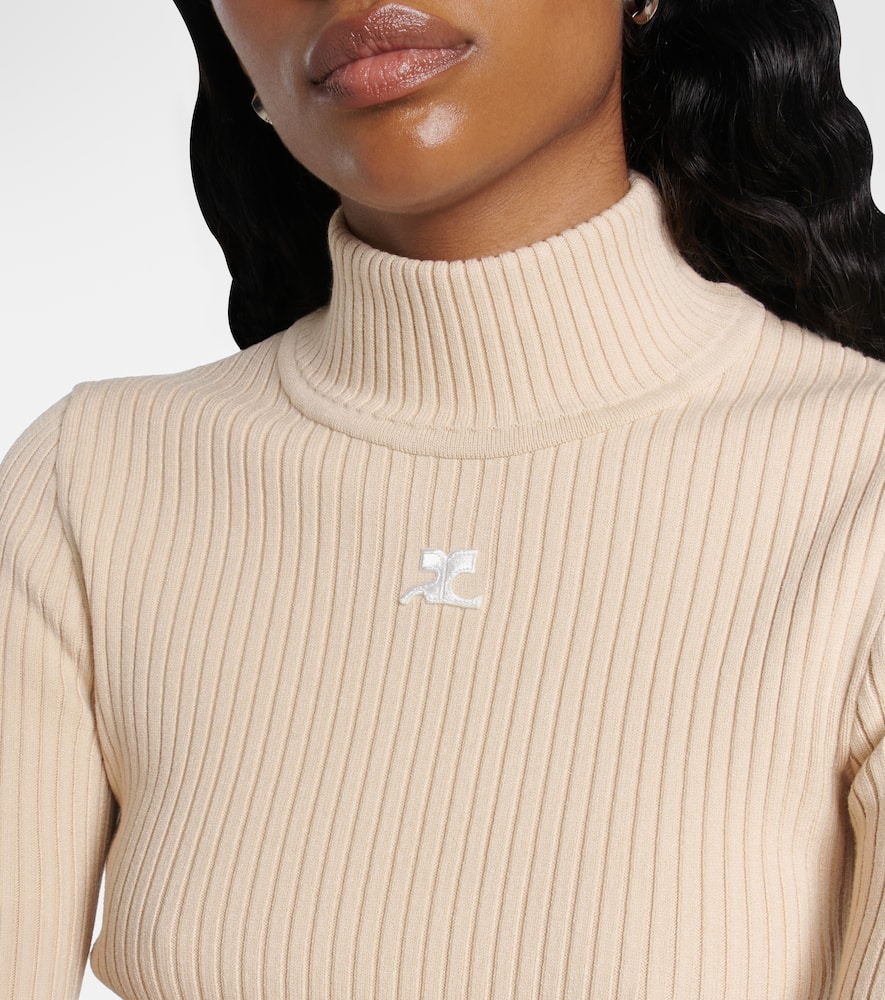 Courrèges Reedition ribbed-knit mockneck sweater