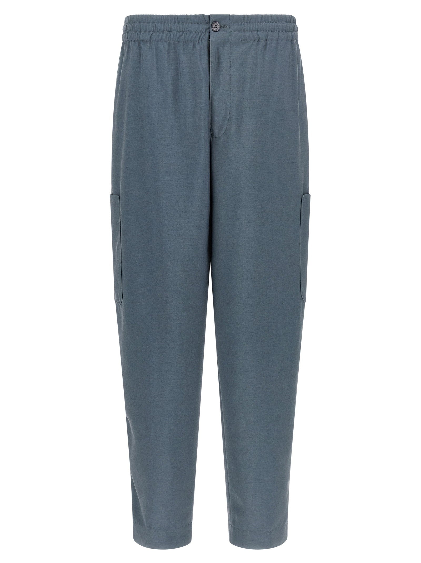 Viscose-Wool Blend Cargo Pants — slate gray