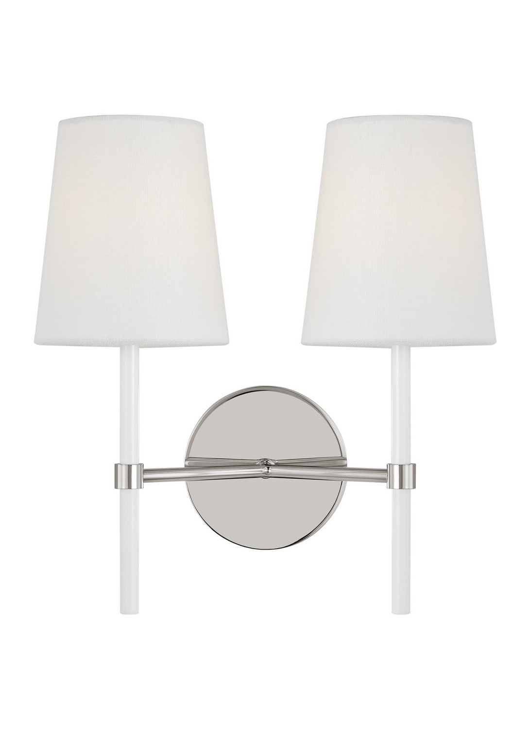 Visual Comfort Studio Monroe 2-Light Wall Sconce in Polished Nickel And Gloss White by Kate Spade New York