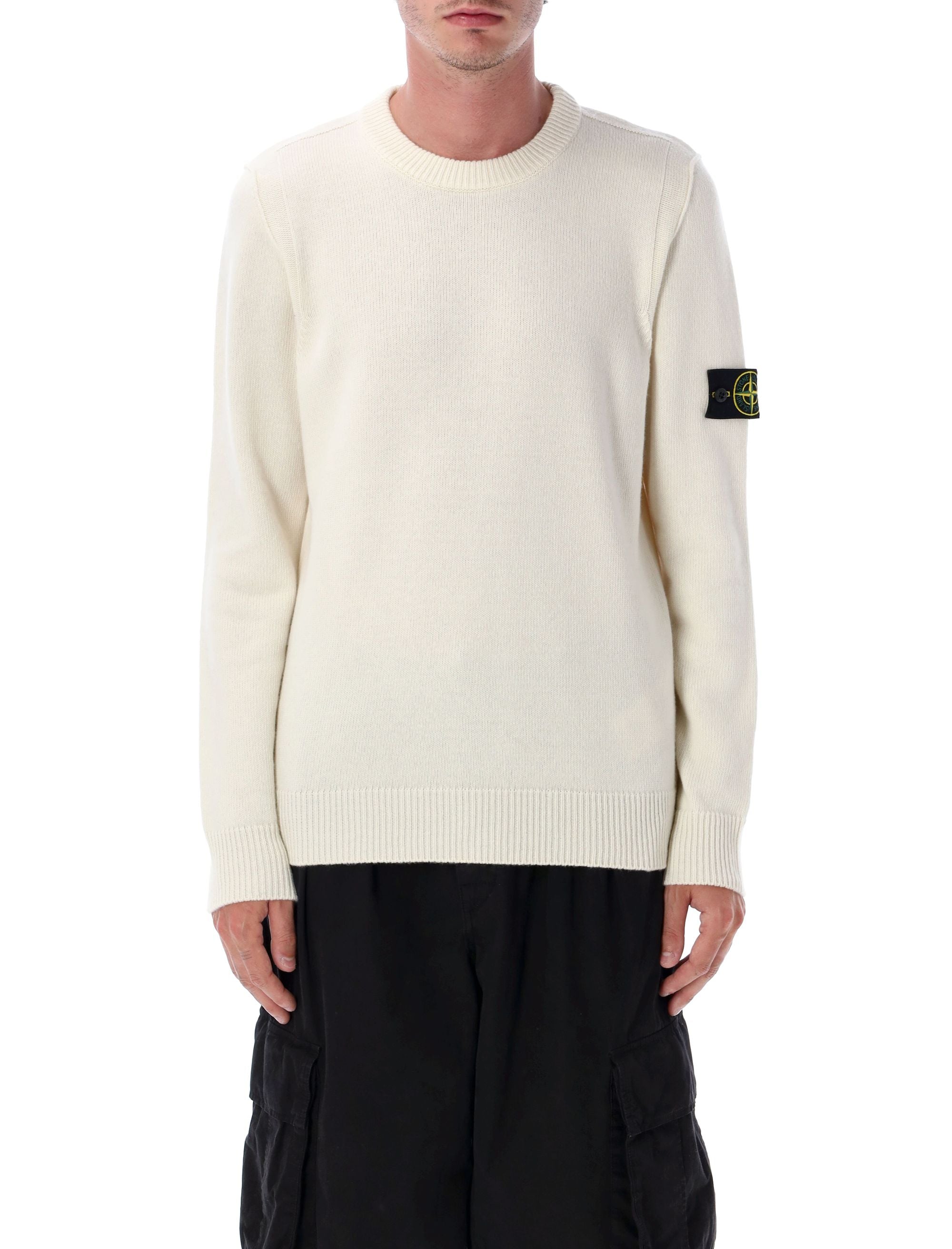 -Inspired Wool-Blend Crewneck Sweater with Raised Seam Detail