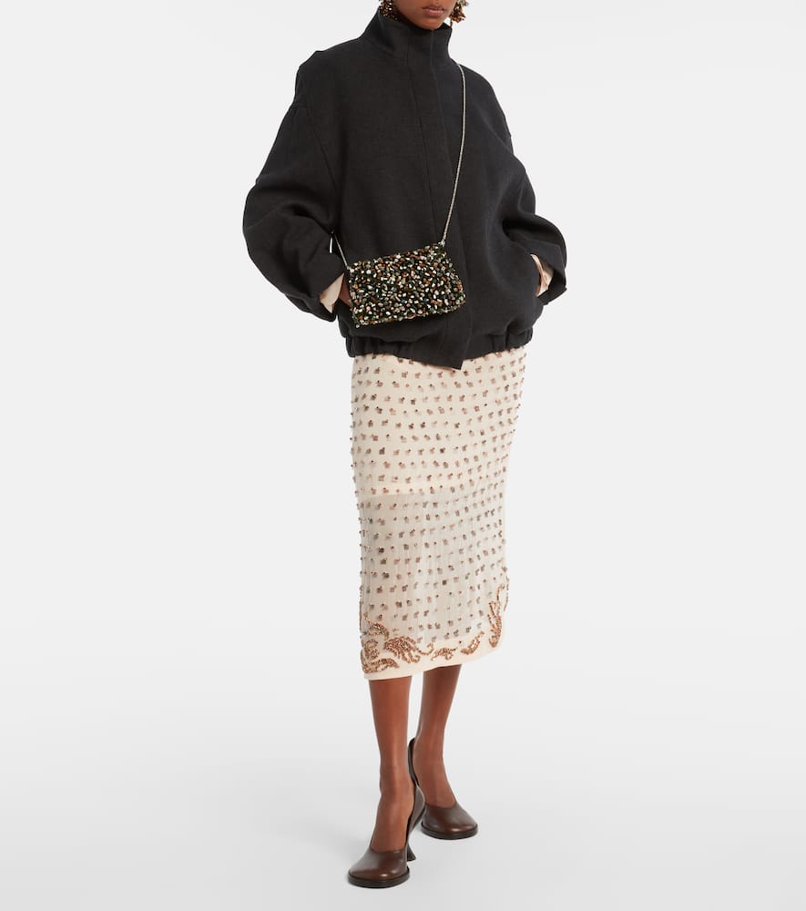 Embellished sheer midi skirt