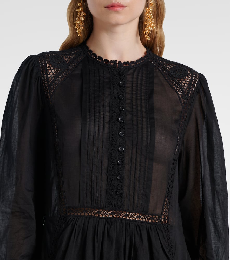 Gisela lace-trimmed cotton maxi dress