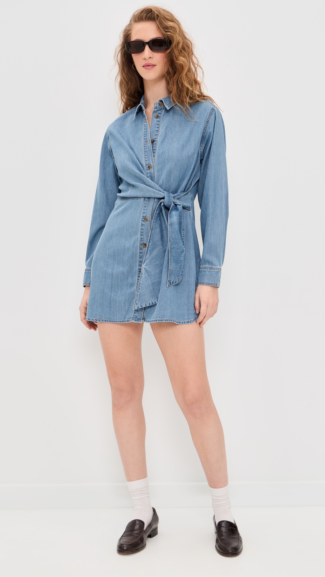Denim Wrap Shirt Dress Indigo266