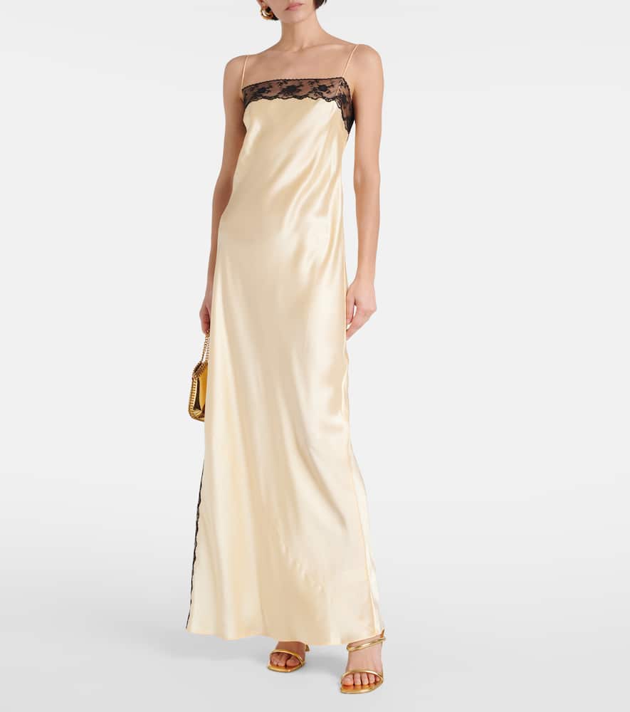 SIR Aries lace-trimmed silk slip dress