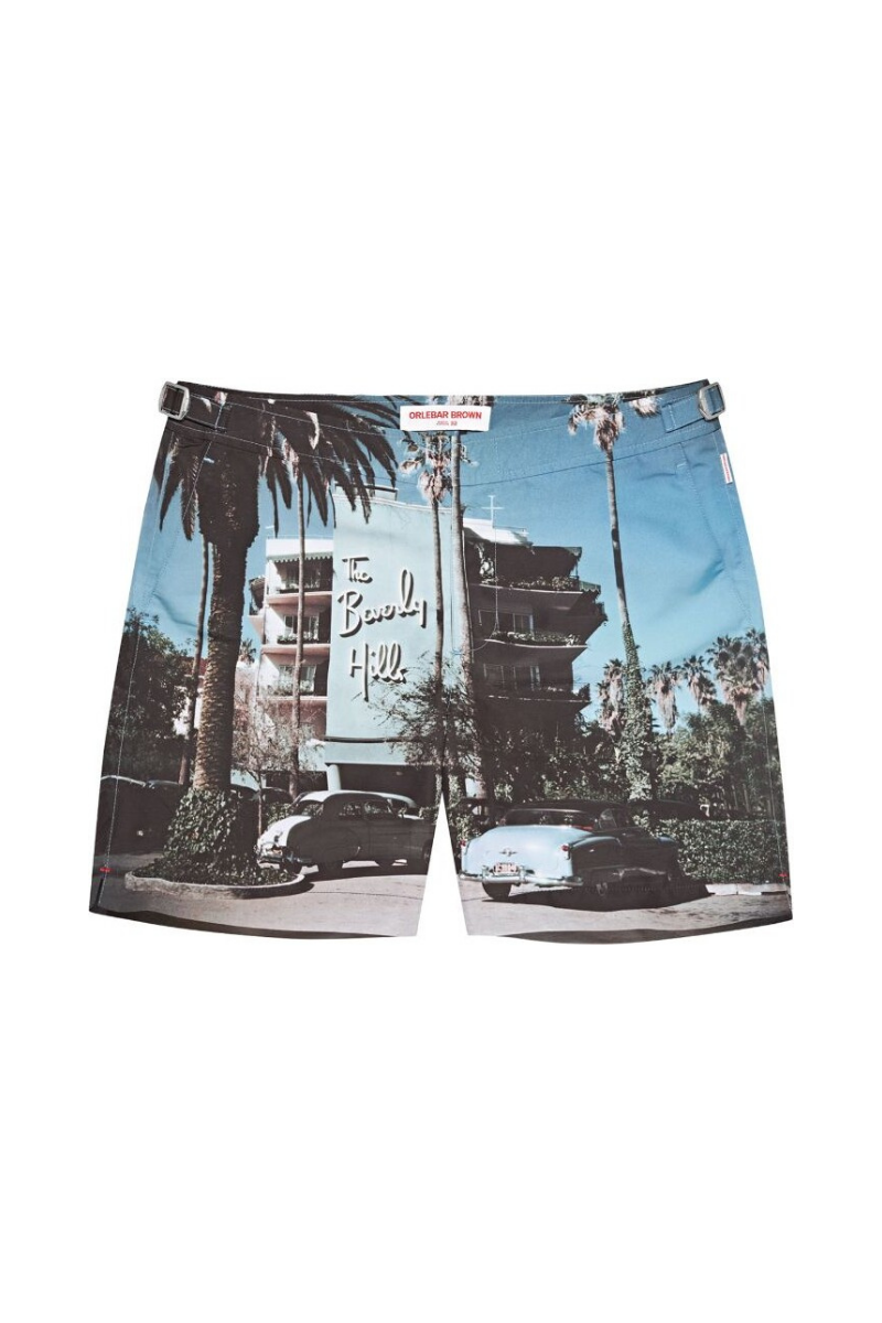 Photographic Beverly Hills Print Shorts — Blue