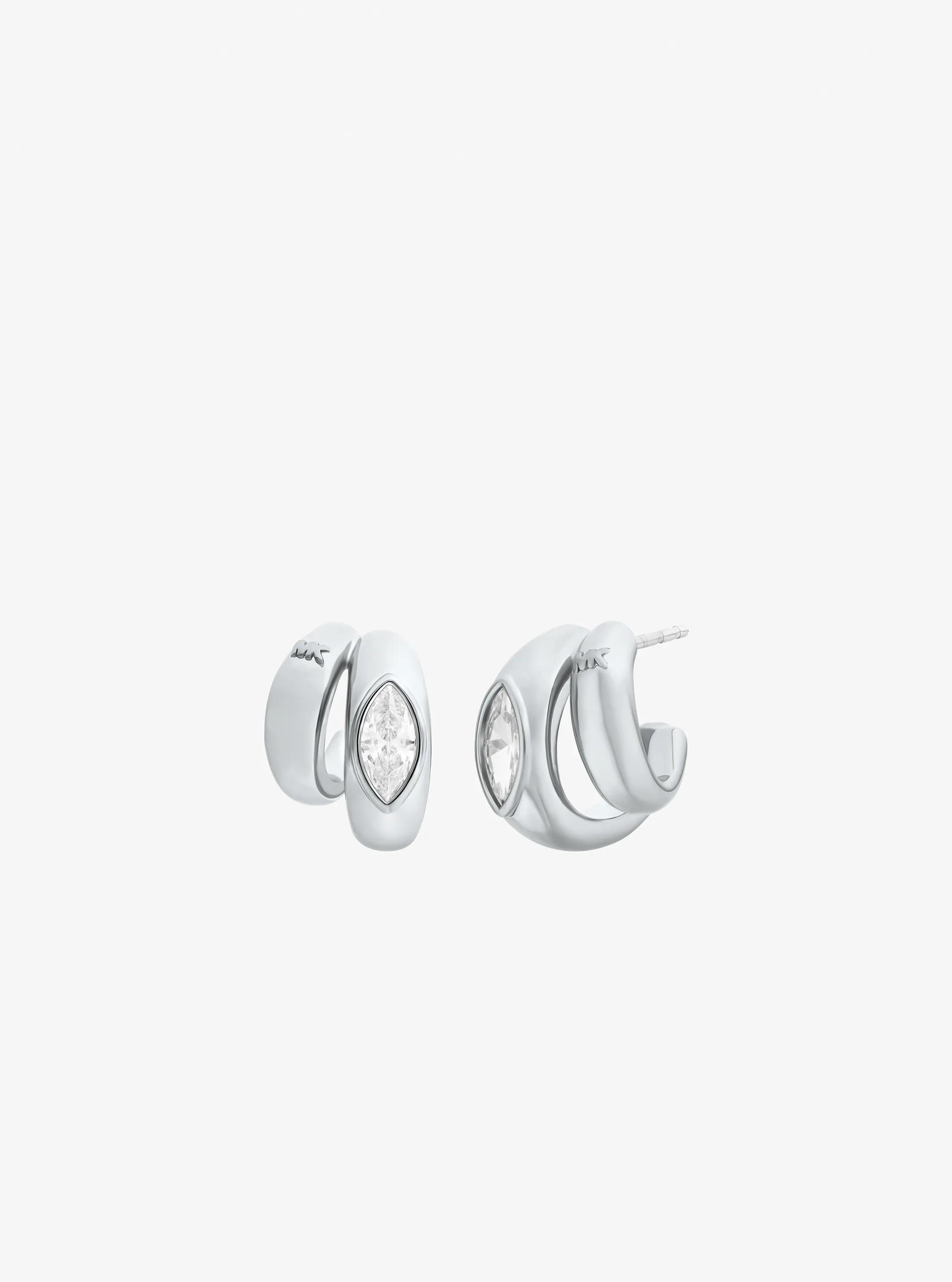 Marquise Cut Cubic Zirconia Double Hoop Earrings