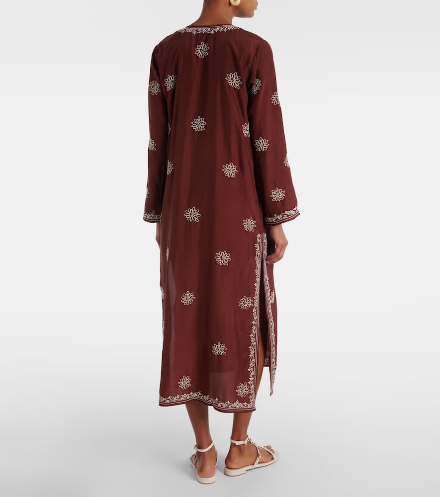 Floral embroidered silk tunic