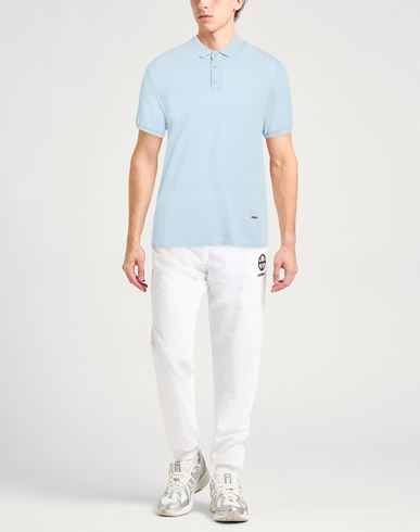 Man Polo shirt Sky blue Size M Cotton