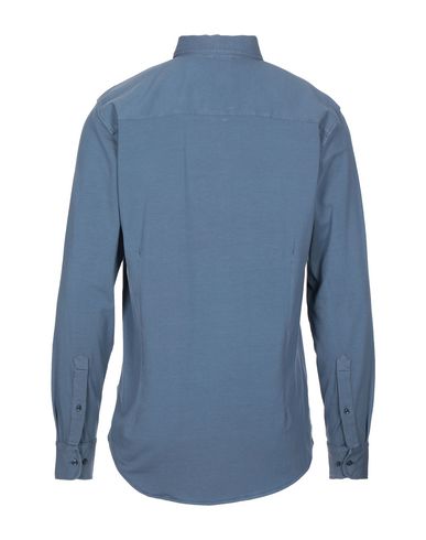 R3d Wöôd Man Shirt Slate blue Size L Cotton, Elastane
