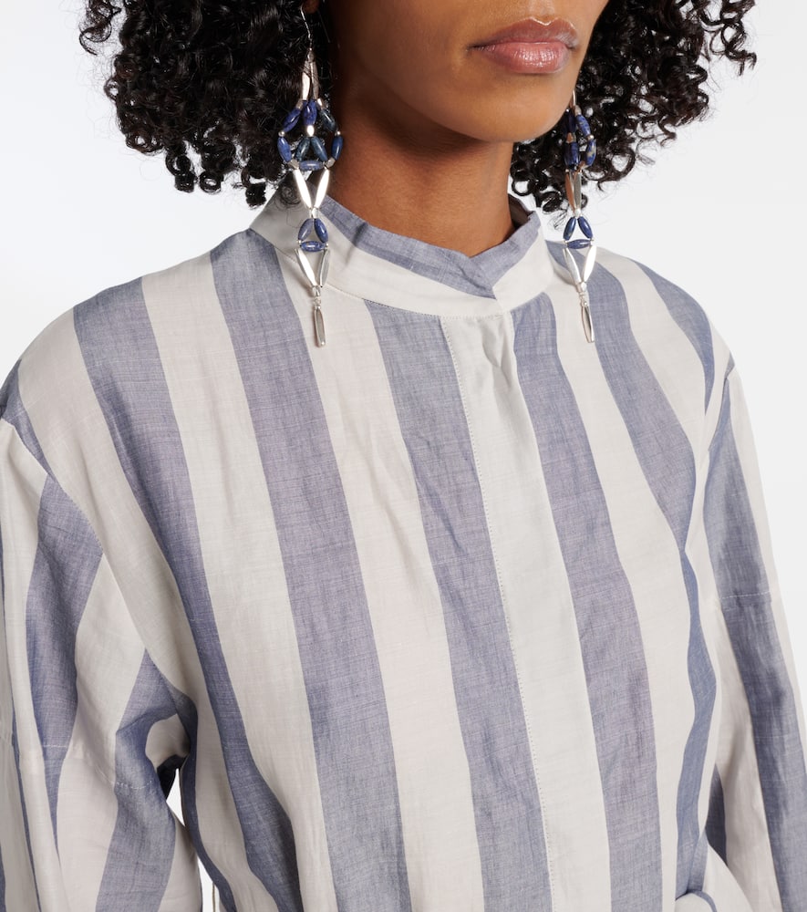 Rima striped ramie and cotton midi dress