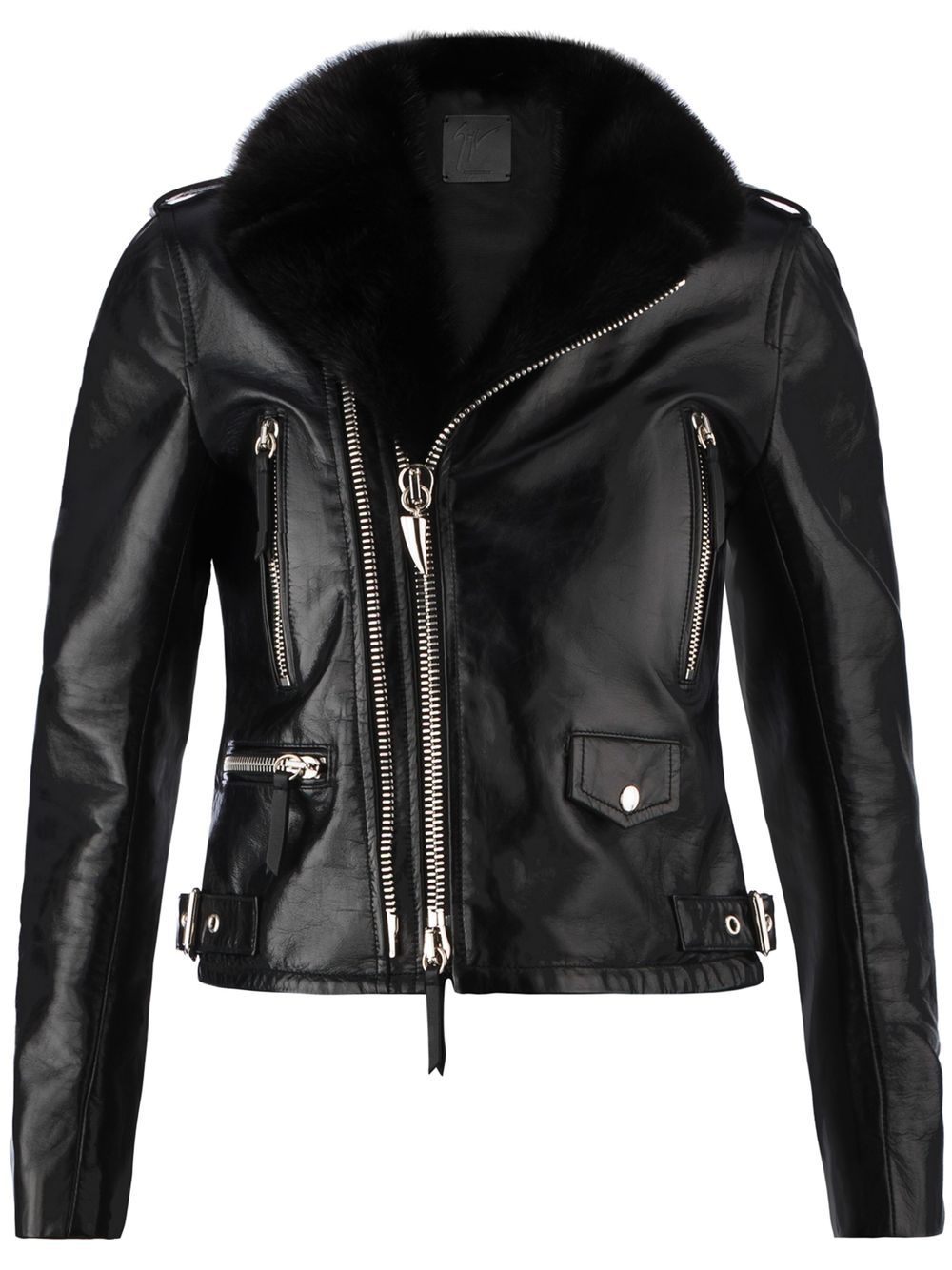 Amelia leather biker jacket - Black