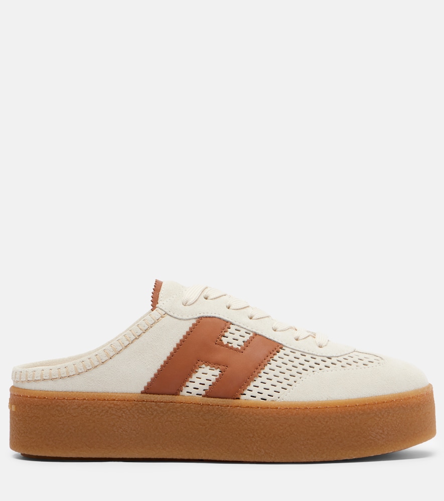 H698 suede platform mules