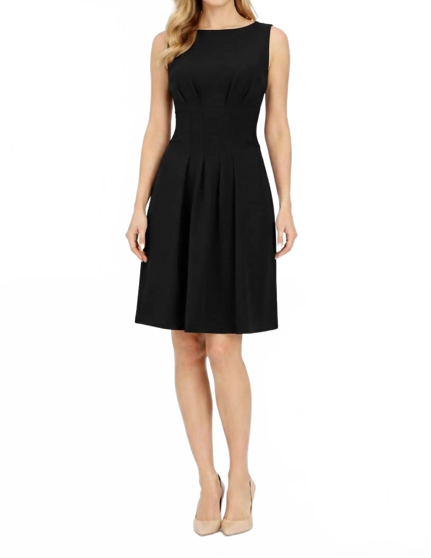 Sleeveless A-Line Day Dress In Black