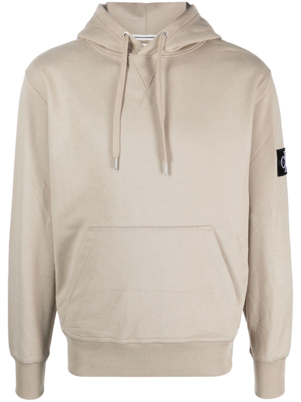 Logo-patch long-sleeve hoodie - Neutrals