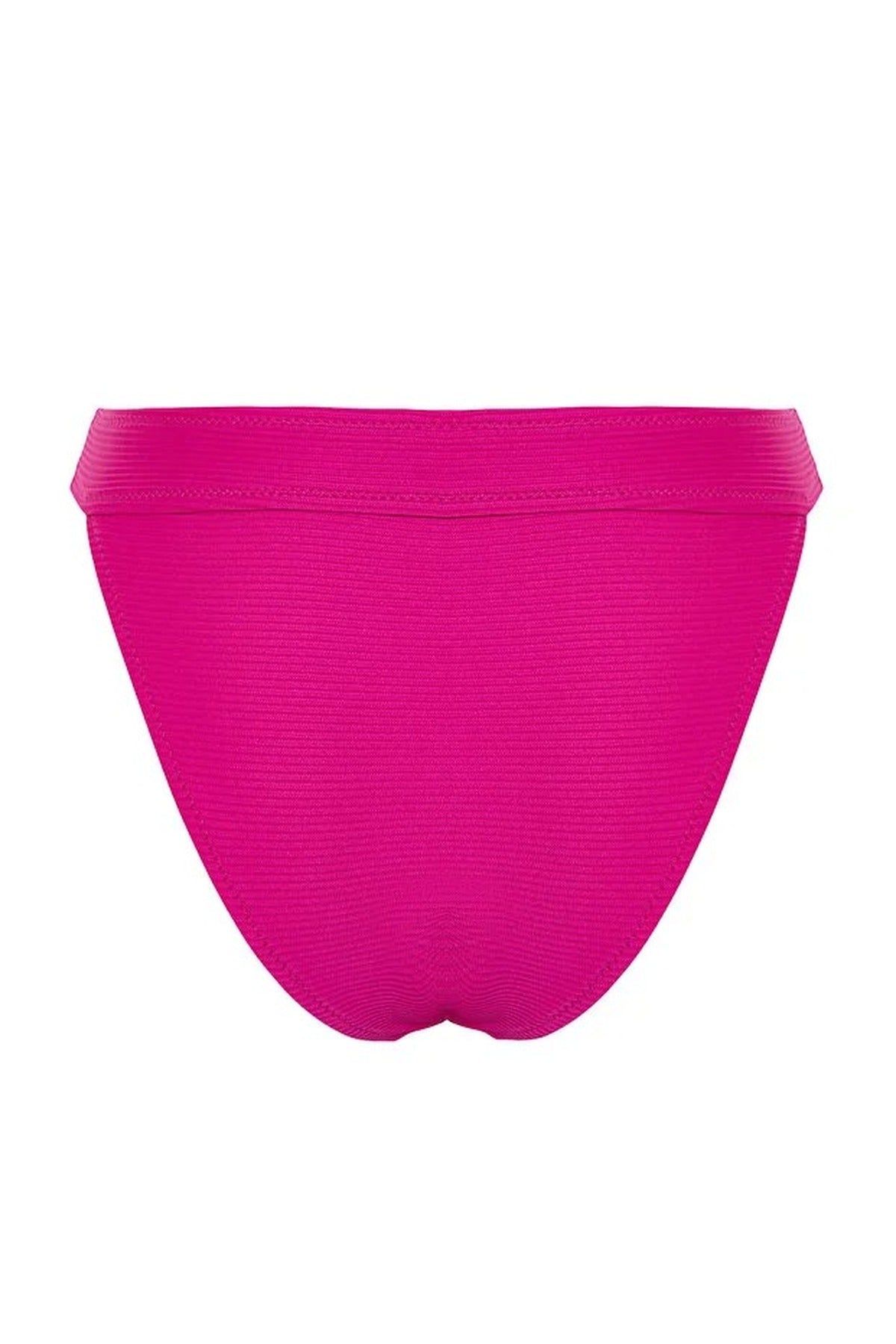 Wovcor Textured Regular Waist Bikini Bottom With Minimal High Leg Fit In Fuchsia