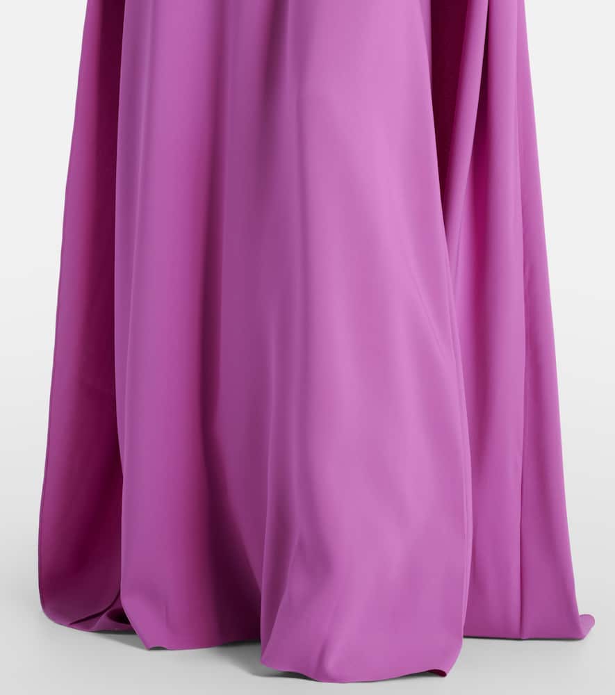 Caped silk-blend gown