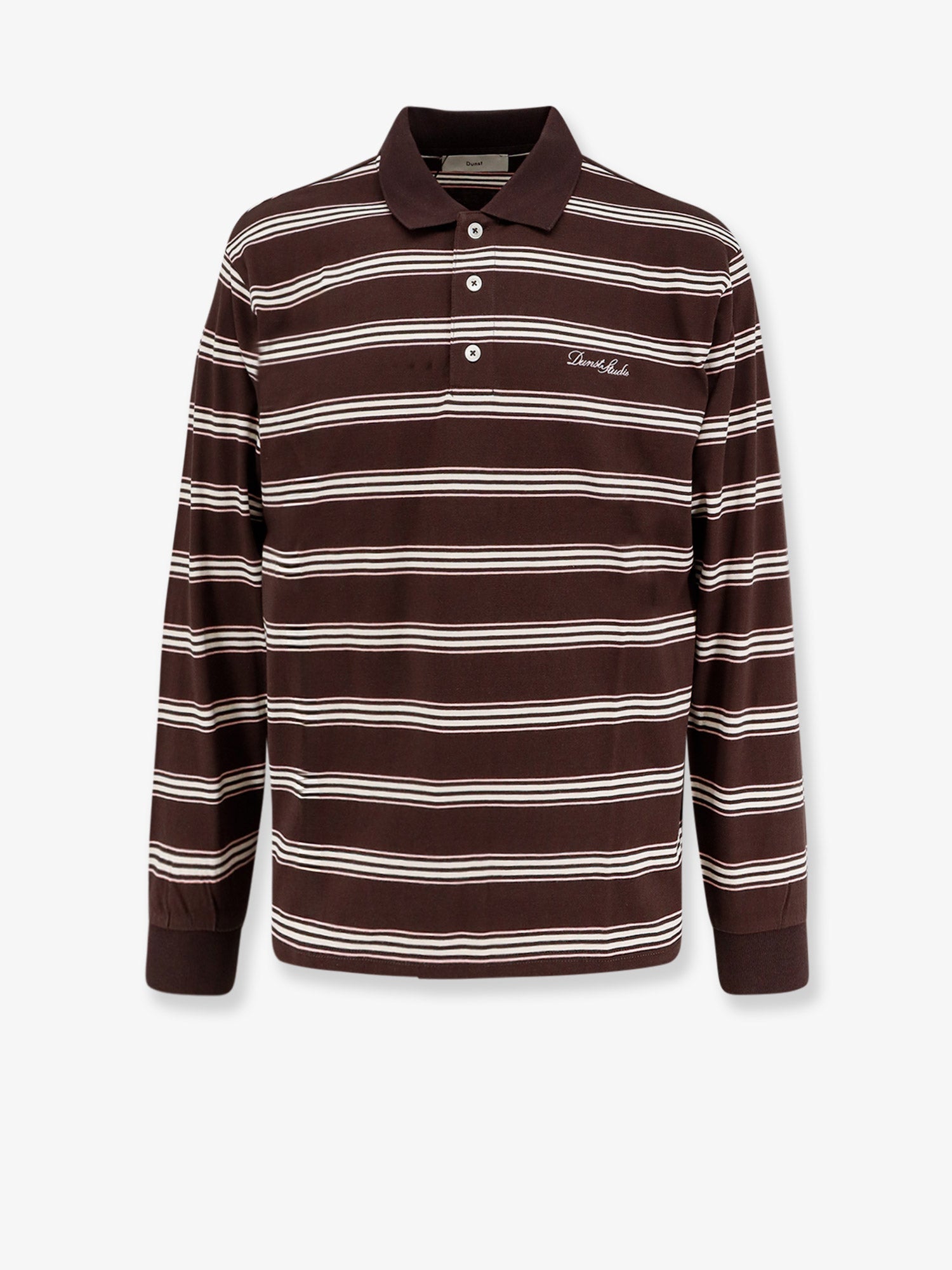 Striped Cotton Polo — Brown