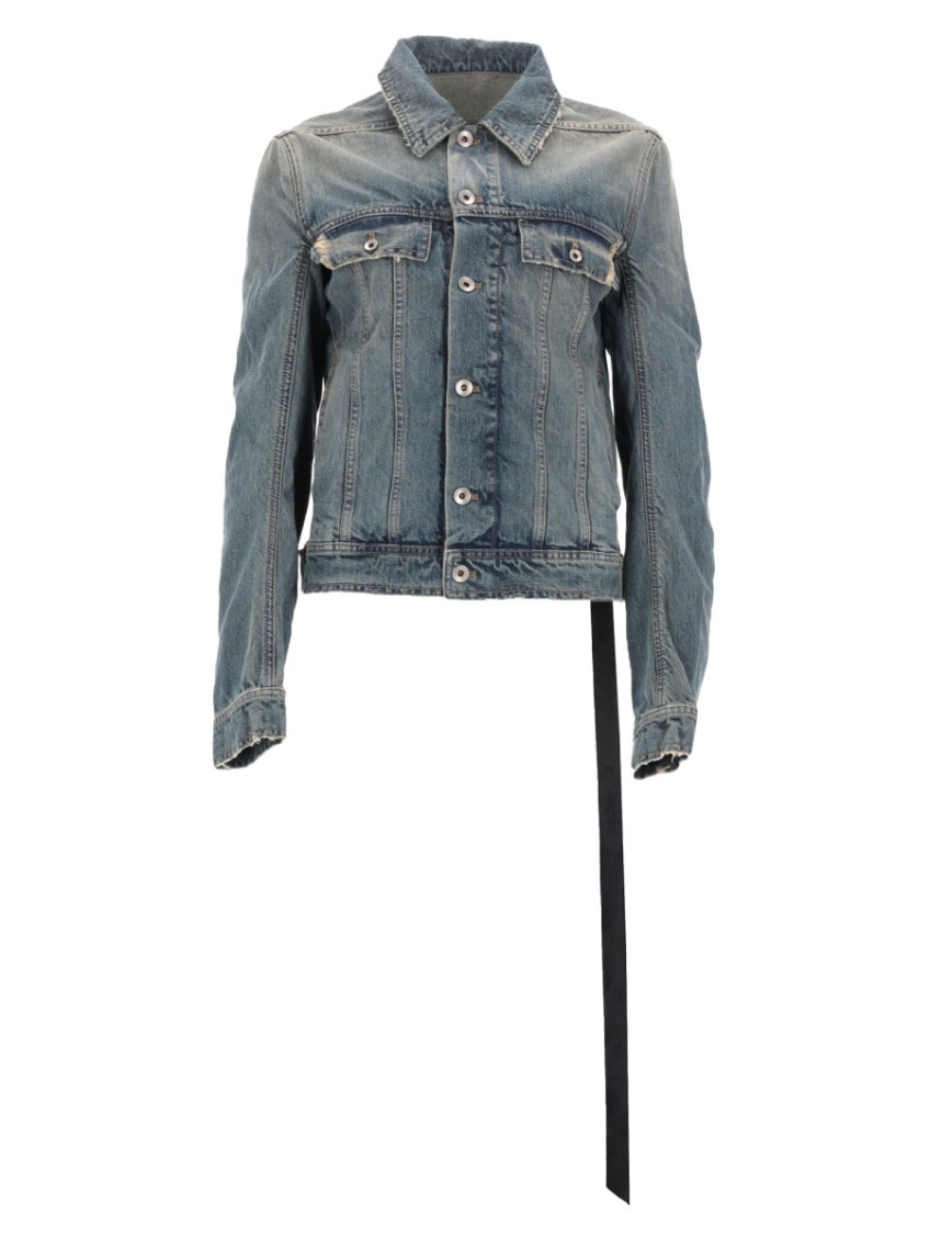 Denim Solid Shirt Collar Jacket