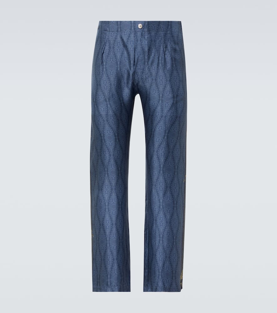 Paisley silk wide-leg pants