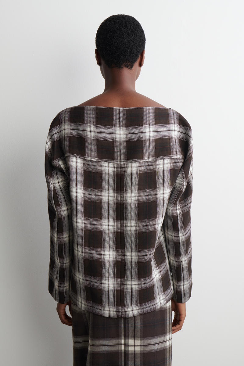 Checked V-Neck Top