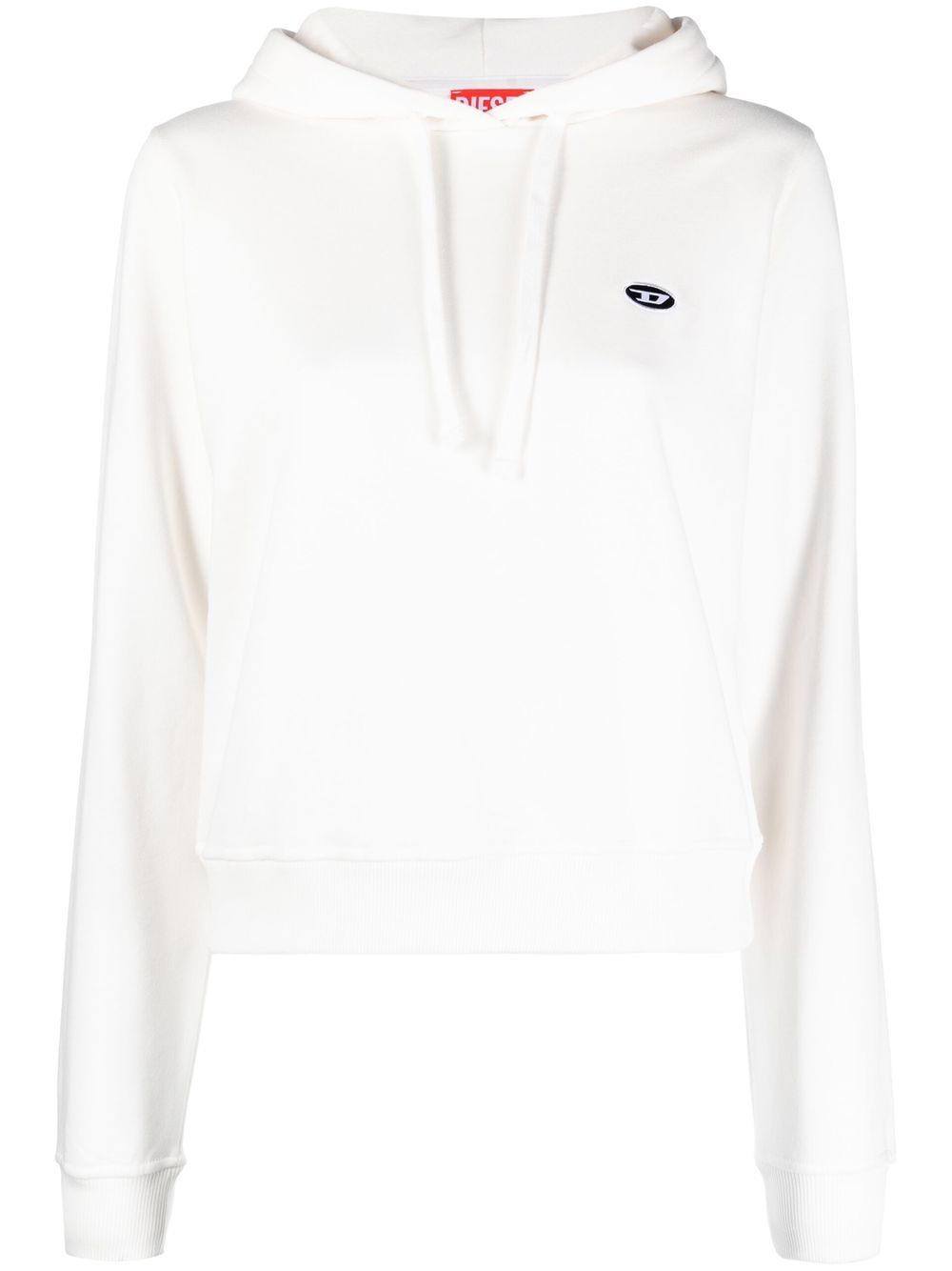 Logo-patch drawstring hoodie - White