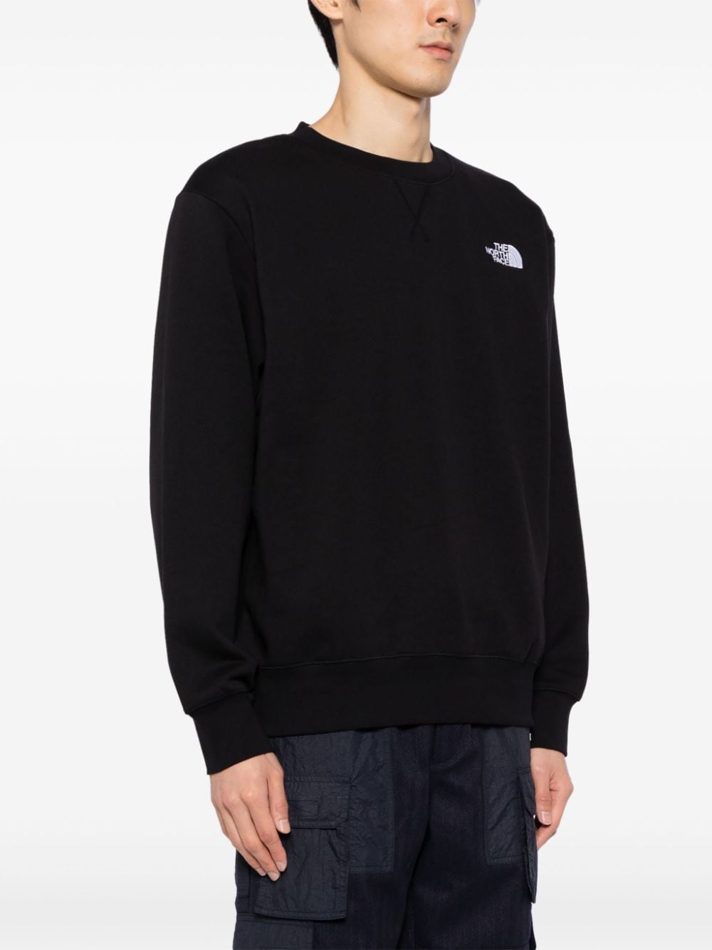 Logo-embroidered long-sleeved sweatshirt - Black