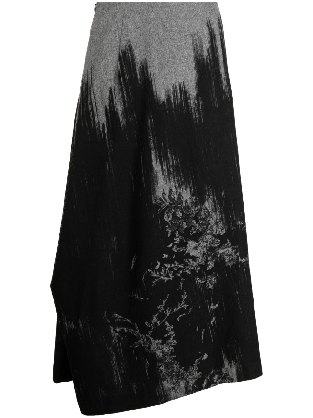 Abstract-pattern draped skirt - Black