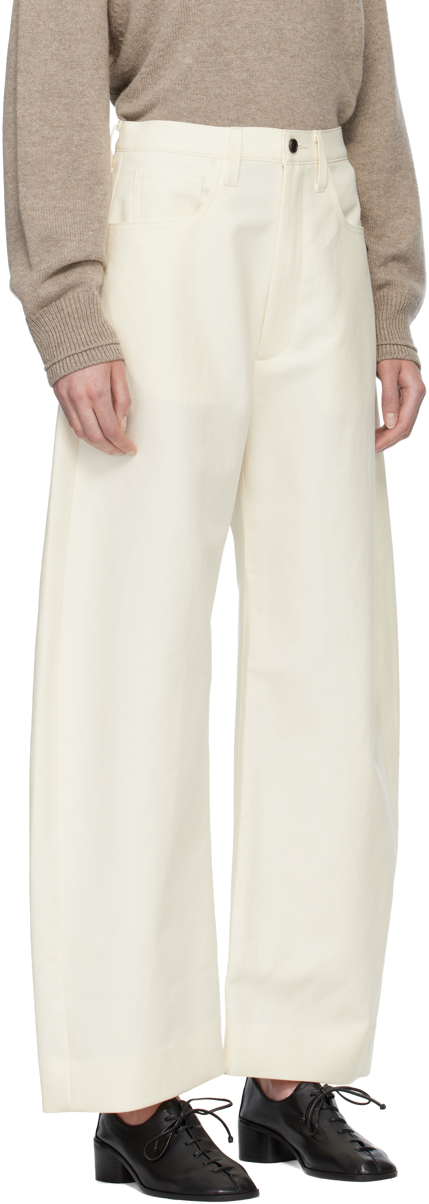 Off-White Double Weave Cotton Round Trousers