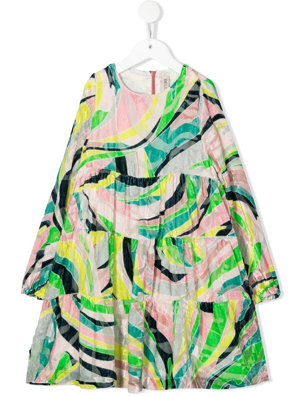 Graphic-print tiered dress - Pink