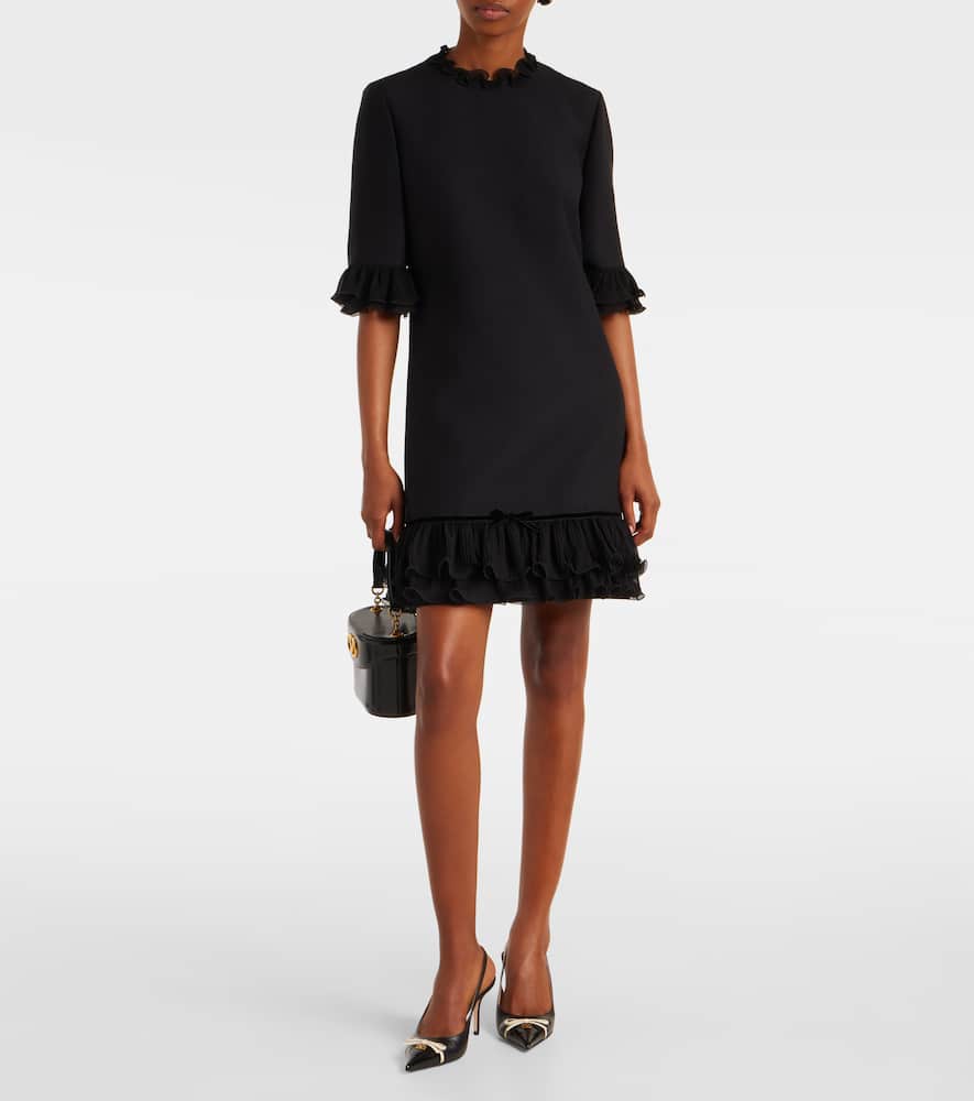 Ruffled silk crêpe minidress