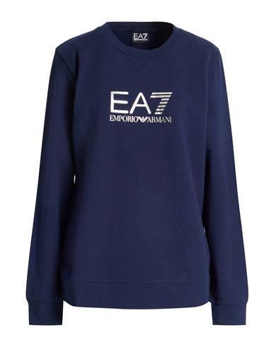 Woman Sweatshirt Navy Size S Cotton, Elastane