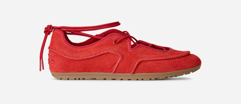 ® Women's Quill Ballet Sneaker Suede Shoes in Red Pepper