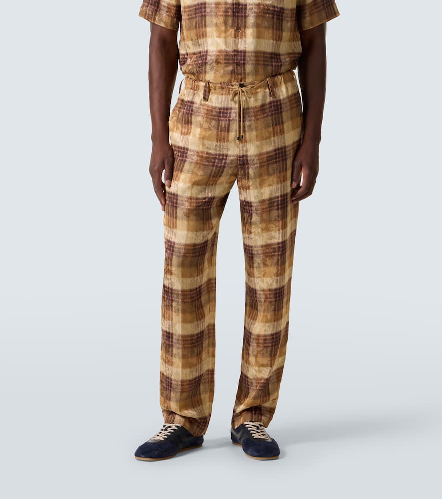 Checked jacquard straight pants