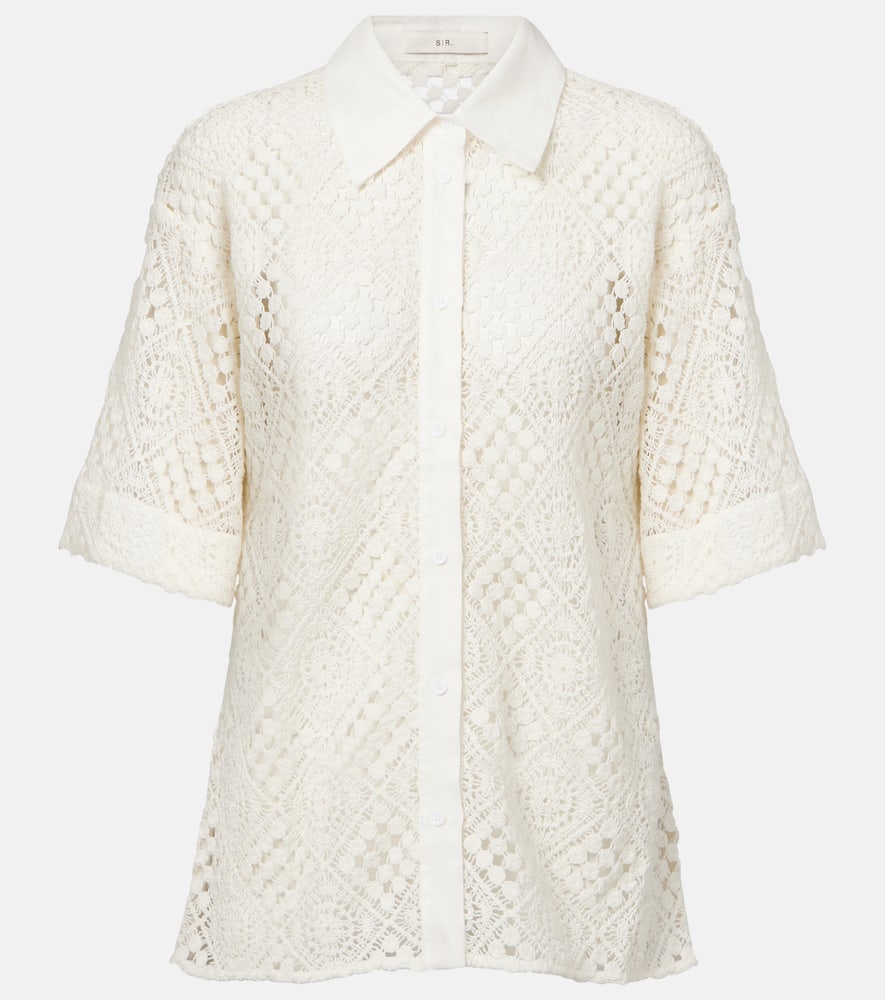 Crochet cotton-blend shirt