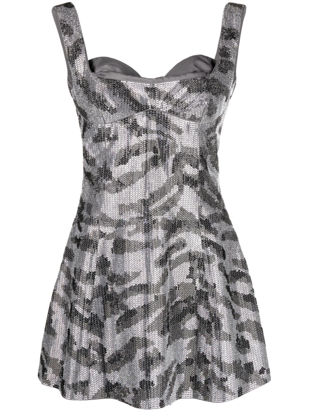 Mina Bell crystal-embellished minidress - Grey