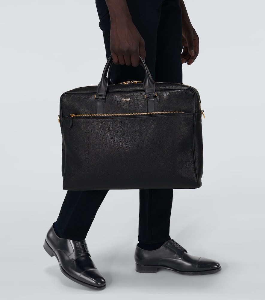 Grained leather briefcase