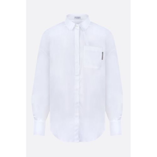 Plain long-sleeved shirt - White
