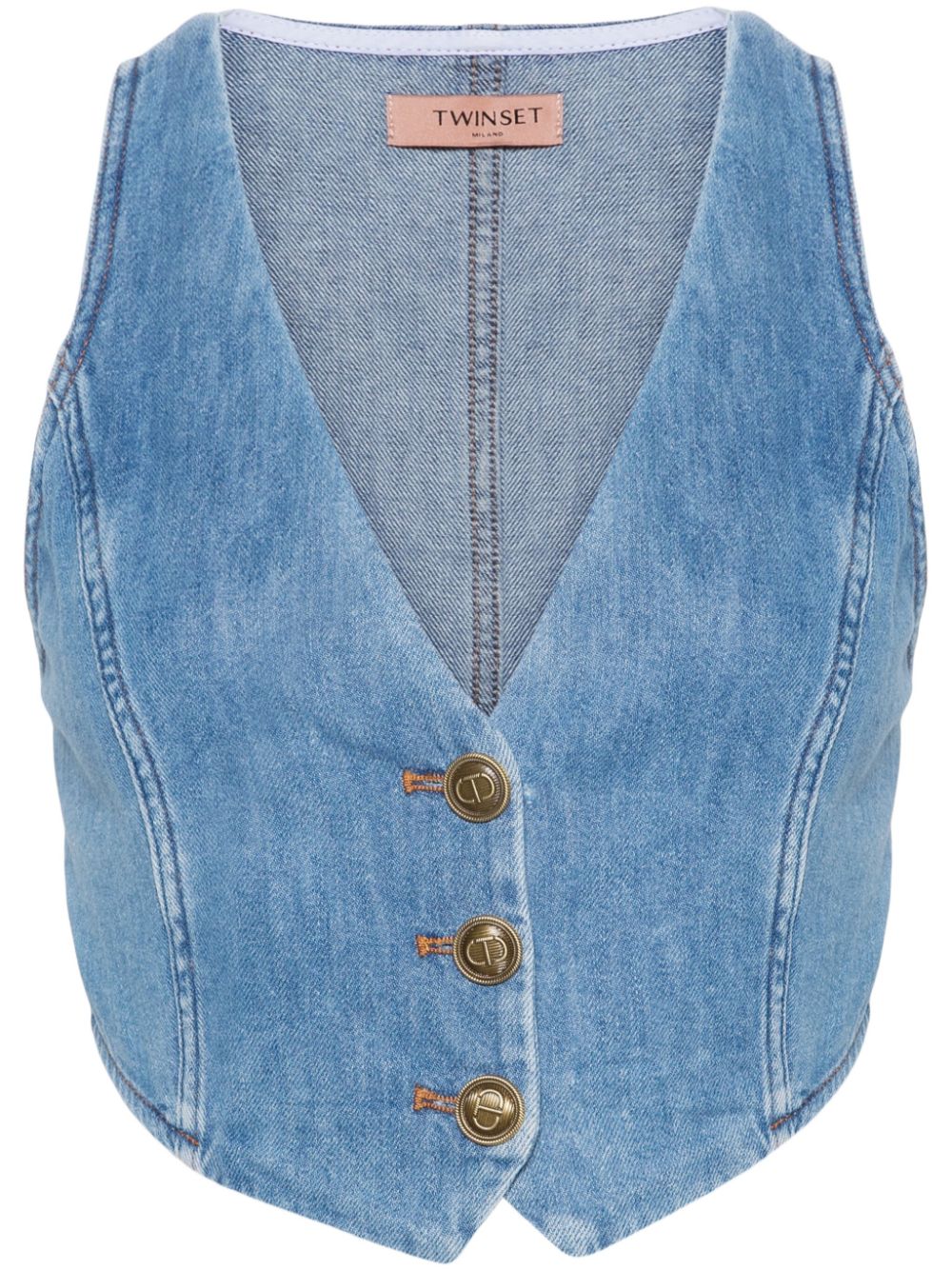 Button-up denim waistcoat - Blue