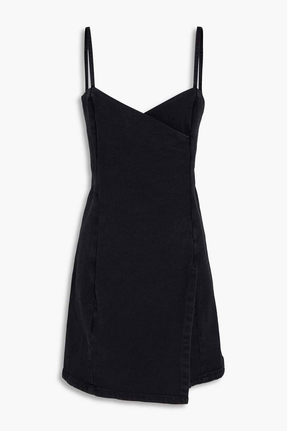 Costas wrap-effect denim mini dress - Black - FR 40