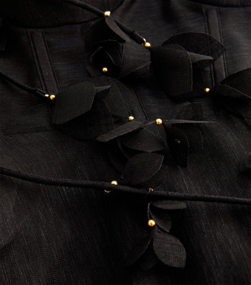 Linen-Silk Corset Midi Dress