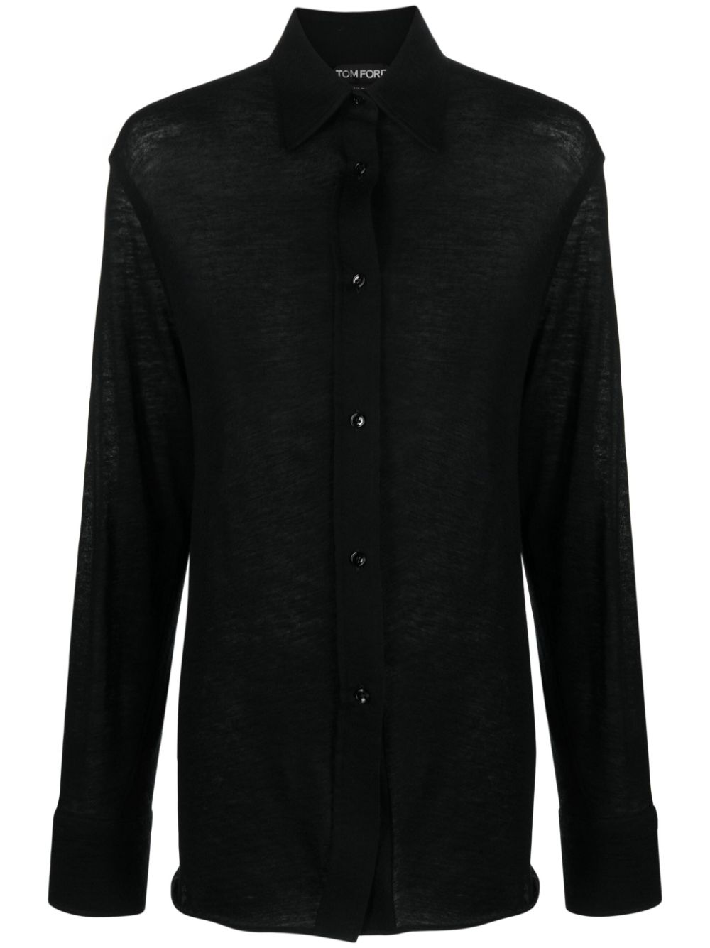 Long-sleeved cashmere shirt - Black