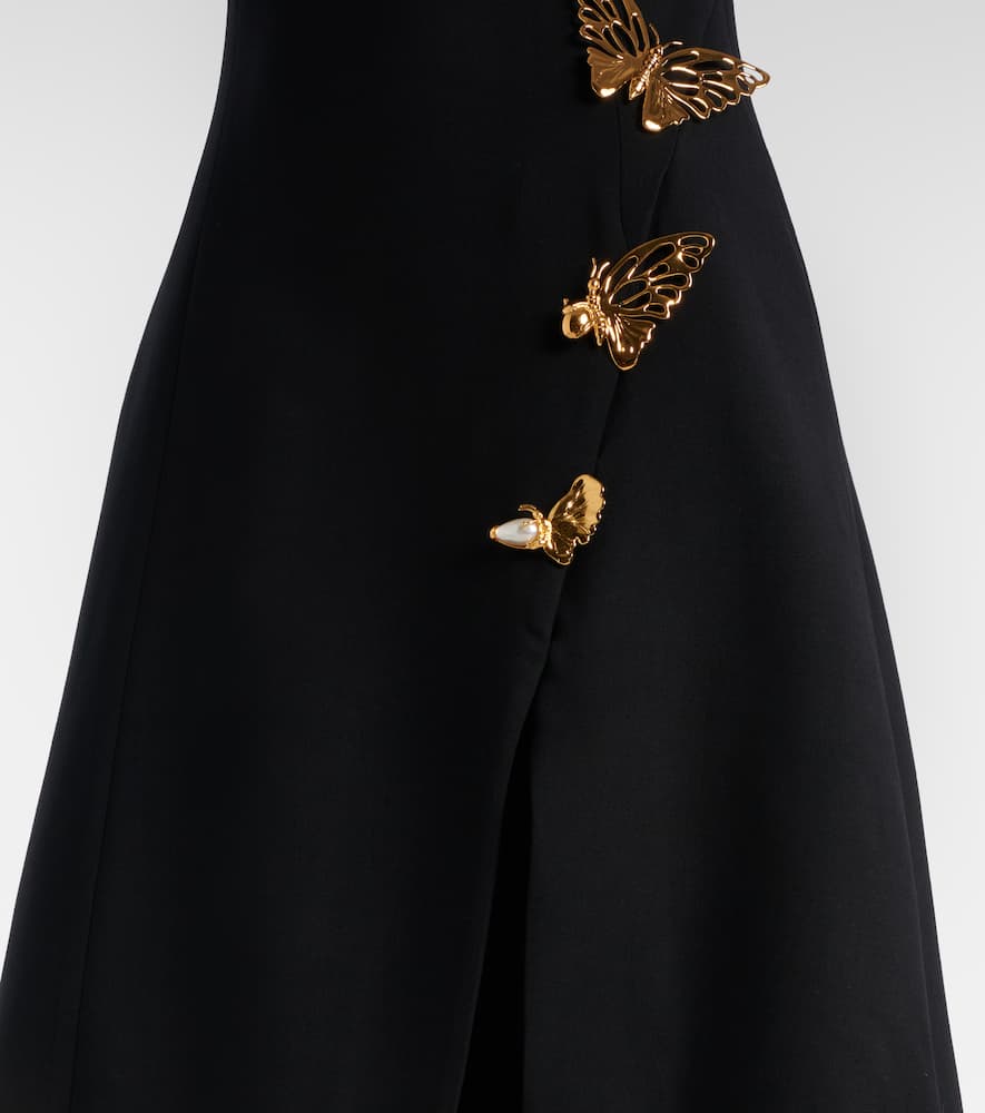 Embellished wool-blend cocktail dress